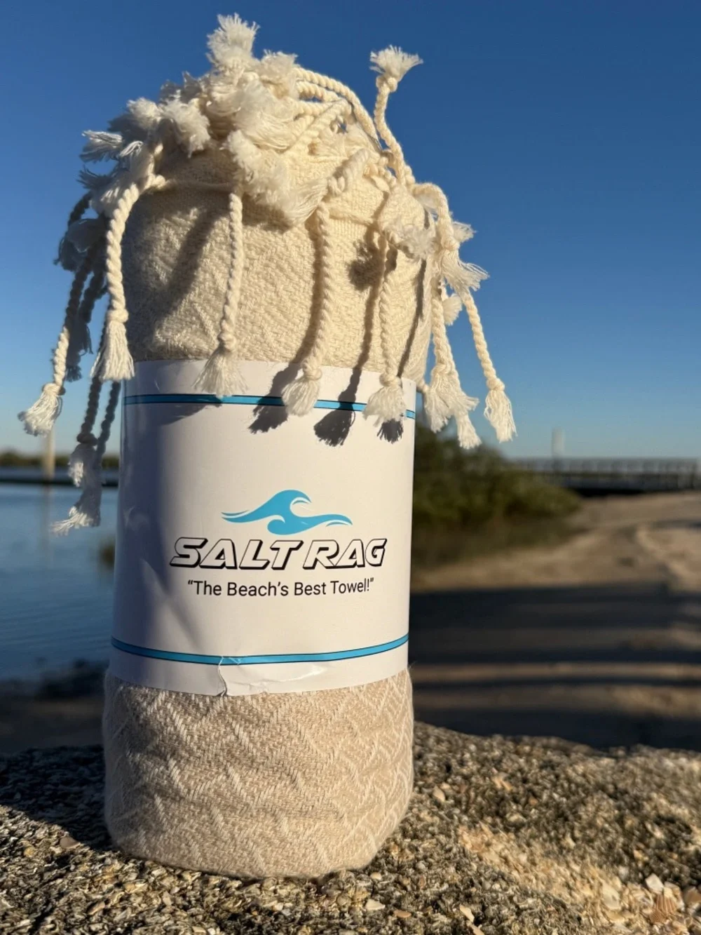 Wave Rag Tan — Salt Rag™ Sand-Resistant Turkish Beach Towel